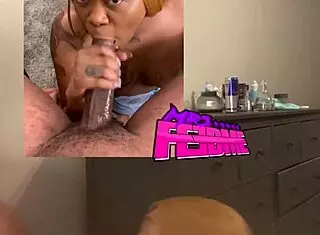 Milfs live sucking dick, but this ebony one deepthroats a monster cock with sloppy gagging