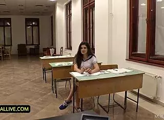 Behind the scenes with curvy French college coed Francesca DiCaprio in rough hardcore sex exam 😈