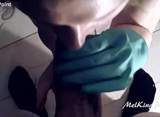 Melkingpoint plastic gloves, you know how blonde milfs love sucking in latex