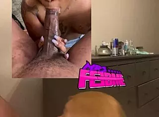 Milfs live sucking dick, but this ebony one deepthroats a monster cock with sloppy gagging