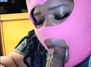 Amateur Babe Blows Bubbles with Cum After Sucking Big Black Cock Sloppily in Close Up POV