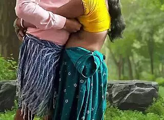 Why is this bhabhi fucking wildly in the forest with her gaping pussy exposed?