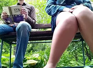 Curvy Milf In Pantyhose Peeing Next To Me In Park View From Below