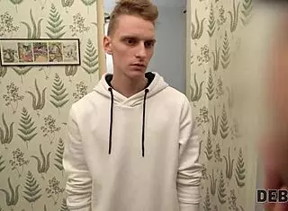 Debt4k features russian shopaholic getting fucked by debt collector while hubby watches nearby.