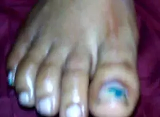 Ebony Beauty Gives Intense Footjob Leading To Massive Cumshot On Her Sexy Feet