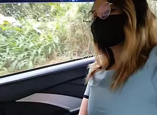 Pinay teacher gets fucked in car by lucky fan with wet pussy dildo doggystyle creampie action.