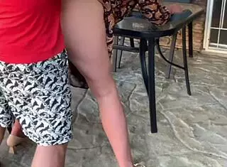 I take stepmom outdoors for mutual masturbation fingering her shaved pussy until squirting creampie in doggystyle