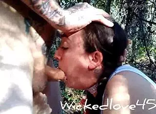 Outdoor adventure with intense and messy facial encounter
