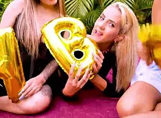 hey, check out this adorable birthday turning into a wild lesbian threesome with big tits and asses everywhere, such a happy ending