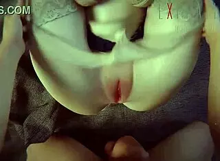 Beautiful blonde rides huge cock with shaved pussy in missionary.