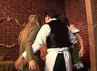 Oh man, this pretty fraulein gets seduced into a wild threesome with a cute blonde, involving deep blowjobs and doggystyle pounding in lingerie 😈.