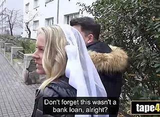 Debt Collector Fucks Tanned Blonde Bride In Front Of Her Furious Husband