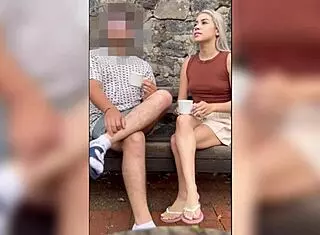 la vecina flaca gets all hot and i end up pounding her tight pussy standing outdoors