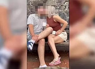 la vecina flaca gets all hot and i end up pounding her tight pussy standing outdoors