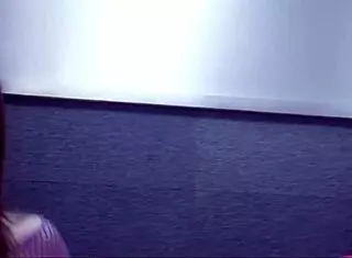 Four lucky guys strip and fuck two busty brunettes with dildos in elevator.