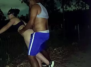 Night run turns intriguing when it leads to outdoor encounter in park with Brazilian exhibitionist flashing lingerie