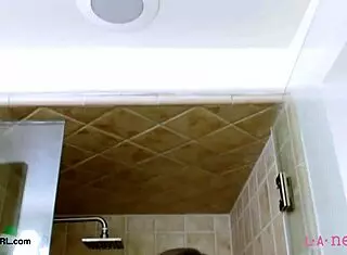 brunette beauty showered before casting interview on sofa