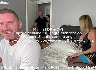 This is my first ever double penetration. I take two cocks in pussy and ass with cum covered face.