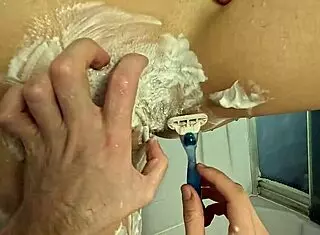 Shaved my wife's hairy pussy myself in bathroom!