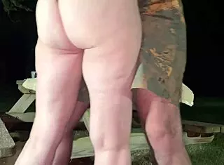 Mature Blonde Milf Takes Huge Cock In Ass Outdoors At Night