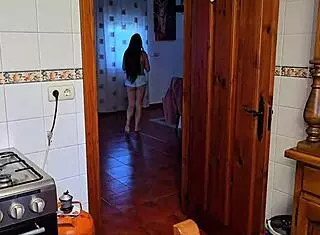 stepsister's friend stays alone with me, seduces for blowjob and doggystyle fuck with feet fetish