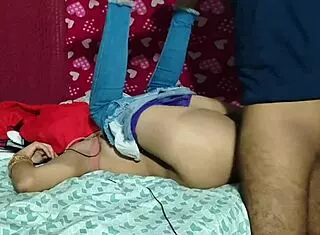 Cute Indian Girl Gets Hardcore Fuck with Best Friend's Monster Cock in Cowgirl and Doggystyle Creampie