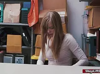 Shoplifter blonde teen caught and fucked on floor 😈