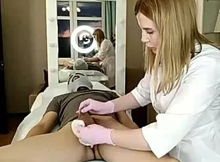 Russian blonde milf beauty shaves pussy close up before hardcore fucking on webcam