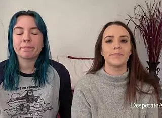 Desperate Amateurs Olivia and Alisha Spread Tight Pussies for Stretching in Casting Interview. Barefoot Beauties Ride and Lick in Bedroom 3some.