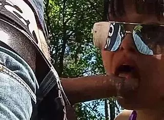 real behind the scenes outdoor deepthroat blowjob with big cock cumshot... i'm so horny pov!