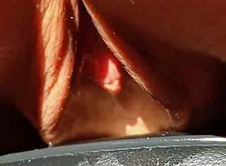 maturemons sexy cougar flashes huge wet shaved pussy lips in slow motion!