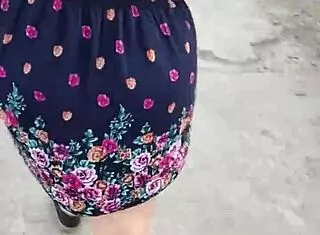 Hey, I follow and lift the skirt of this woman right on the street.