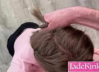 Hey check out this amateur submissive whore giving blowjob assjob and getting facial