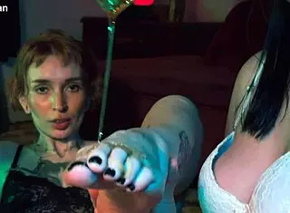 I Feel So Connected When You Lick My Honey Feet In This Sexy Group With Brunettes And Redheads.