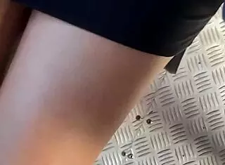 Bold latina teen 18+ flashes skirt in public outdoor with crossdressing pigtails and creampie socks