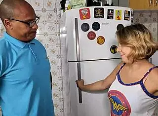 the slut blonde says i fuck with bbc cock in kitchen quickie shaking my ass