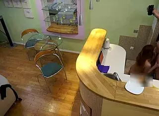 Sweet Step Daughter Candy Red Sucks and Rides Old Cock in Kitchen