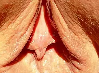 maturemons sexy cougar flashes huge wet shaved pussy lips in slow motion!