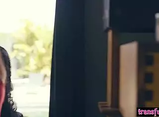 Hot big ass teen 18+ Gabi Paltrova pleased by horny big cock shemale Natalie Mars in intense encounter