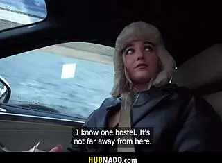 hot blonde flashes natural tits and bubble butt in lingerie at bus stop