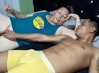 Stepmom why are you giving me such a hot deep blowjob while we watch this movie?