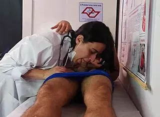 Erection Gets Super Hard Right In Front Of The Sexy Brazilian Nurse During Hospital Checkup With Wet Foreplay