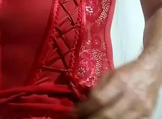 Cdzinha crossdresser exhibits in wife's corset while she showers for work and acts like a whore