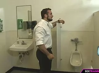 Tranny gloryhole with big tits handjob