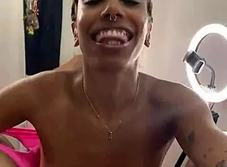 Petite 18 blonde gives sloppy head to big black monster cock