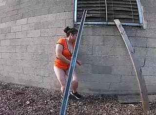 So this mature slut in a miniskirt flashes her big ass outdoors. She teases with a buttplug before rough anal and deepthroat action in a quickie prison roleplay.