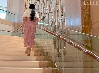 We are married first intense sex as asian hot wife in lingerie stockings on wedding night