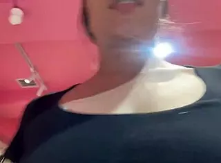 Hey, check out this hot slut caught trying on a bikini with perfect tits and big ass