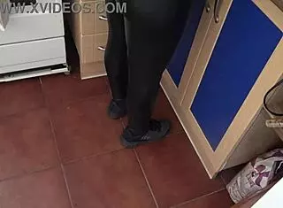 Stepmom spreads hairy pussy for begging stepson close up