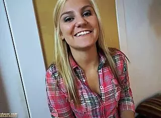 hey blonde bailey strips down and masturbates on casting couch 😏